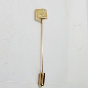 Vintage Pierre Cardin Logo Gold Tone Stick Hat Pin Brooch Pin Dainty Minimalist